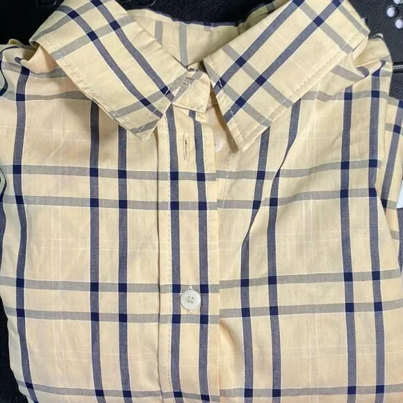 Zara Womens S (44" Bust) Plaid Oversized Shirt Open Back Side Vents Roll Tab Slv - Picture 11 of 13